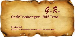 Grünsberger Rózsa névjegykártya